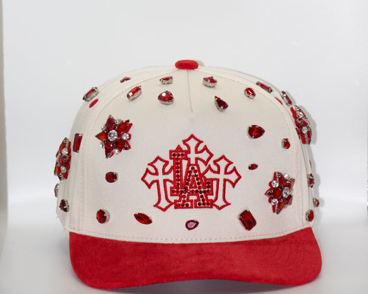 LA Dodgers cross (beige, Red)